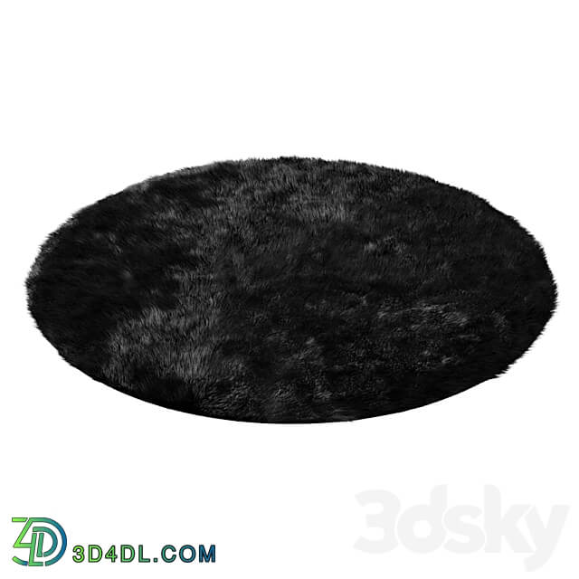 Round fluffy black carpet 3D Models