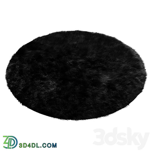 Round fluffy black carpet 3D Models