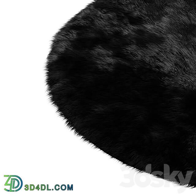 Round fluffy black carpet 3D Models