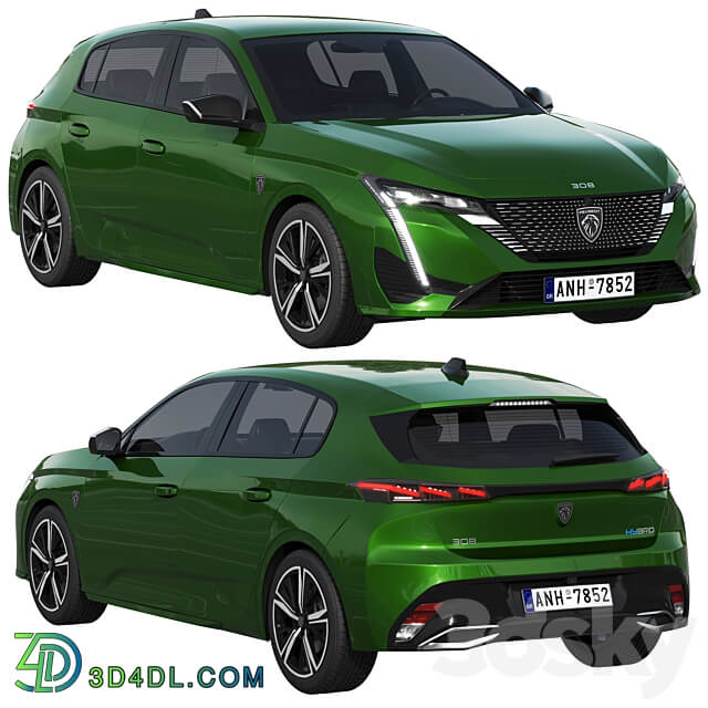 Peugeot 308 Hybrid 2022 3D Models