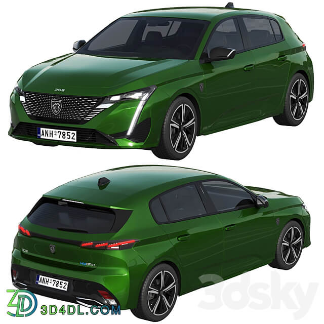 Peugeot 308 Hybrid 2022 3D Models