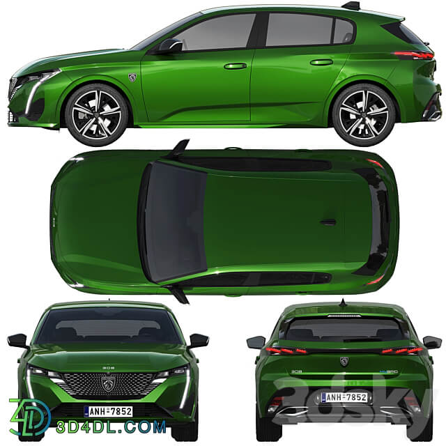 Peugeot 308 Hybrid 2022 3D Models