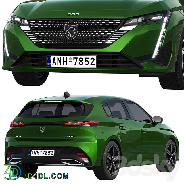 Peugeot 308 Hybrid 2022 3D Models