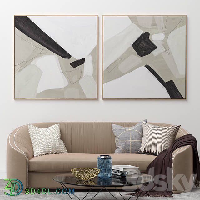 Textural Abstract Neutral Wall Art C 380 3D Models