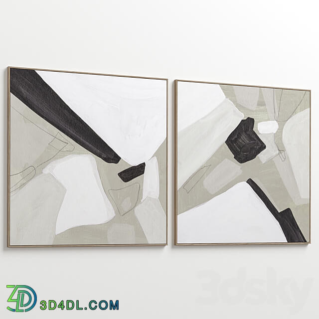 Textural Abstract Neutral Wall Art C 380 3D Models