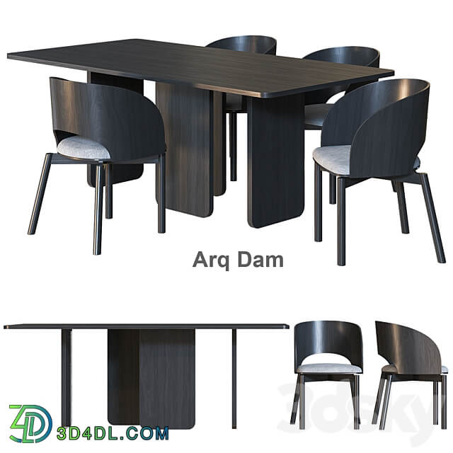 Arq Dam TEULAT Table and chairs Table Chair 3D Models