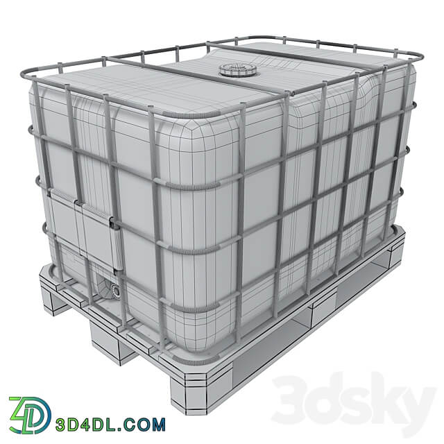 Euro cubes capacity 1000l cubic capacity on a wooden pallet 3D Models