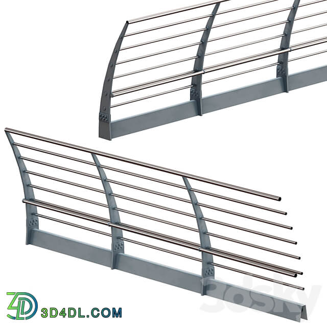 Metal bridge deck fencing of the embankment 3D Models