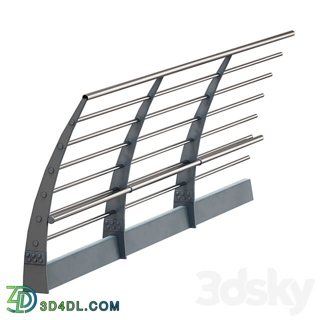 Metal bridge deck fencing of the embankment 3D Models