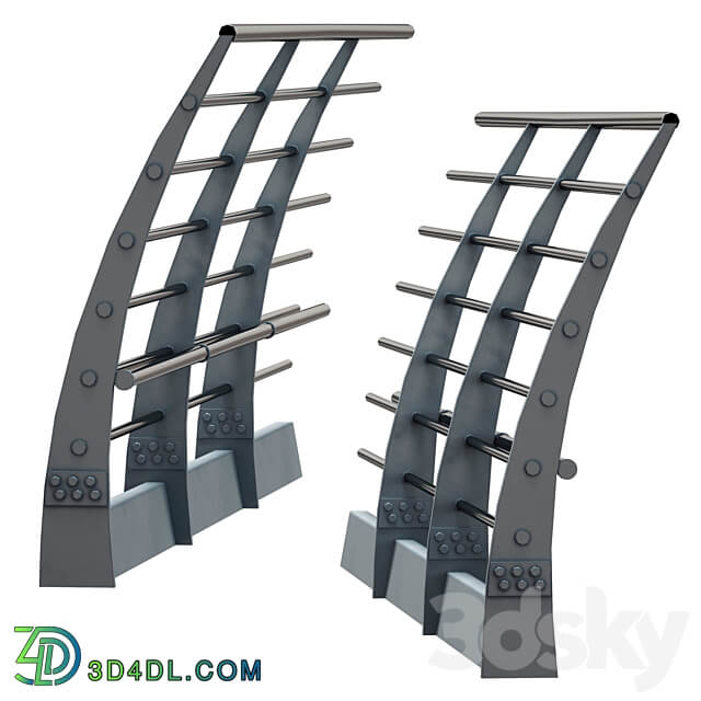 Metal bridge deck fencing of the embankment 3D Models