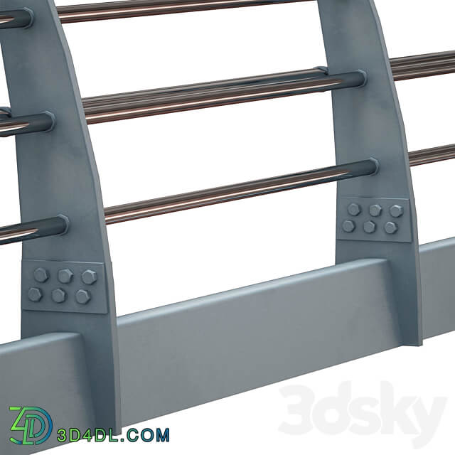 Metal bridge deck fencing of the embankment 3D Models