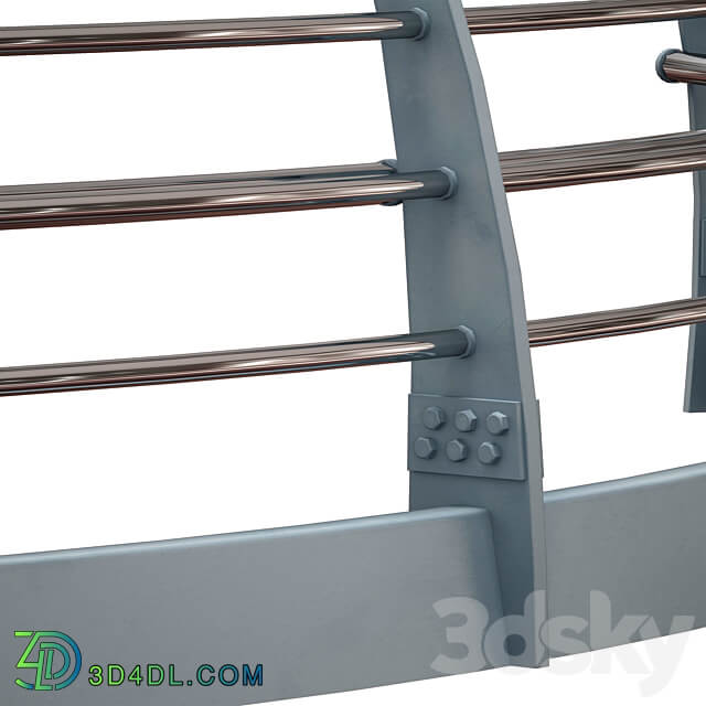 Metal bridge deck fencing of the embankment 3D Models