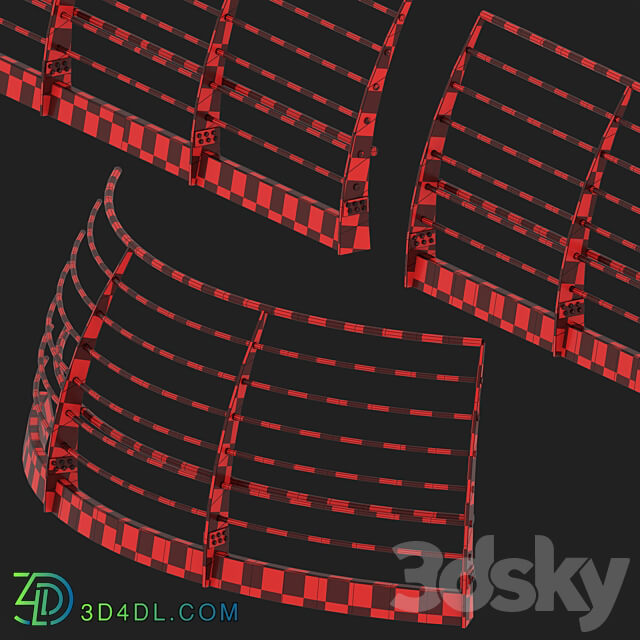 Metal bridge deck fencing of the embankment 3D Models