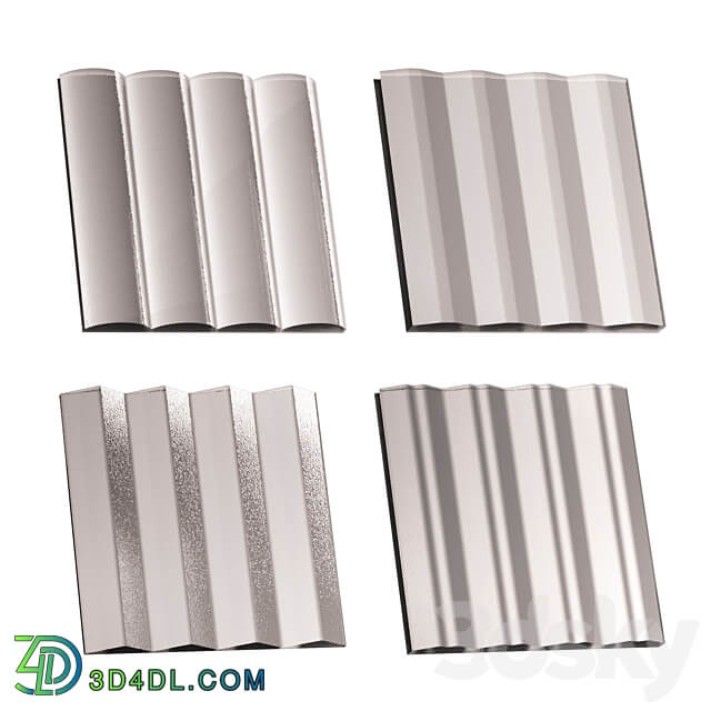 Fluted glass Set 03 Glass 3D Models