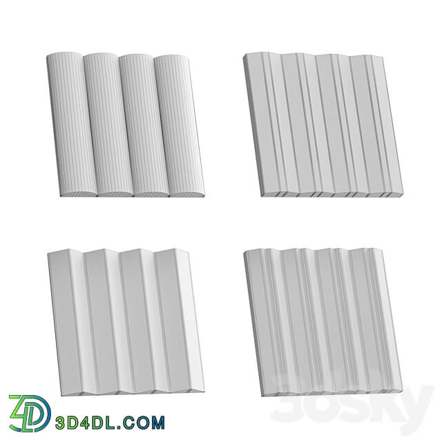 Fluted glass Set 03 Glass 3D Models