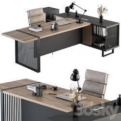 Manager Desk Wood and Black Office Furniture 264 3D Models 