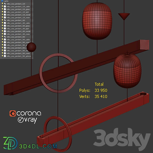 Milky Way Pendant set Elements Pendant light 3D Models