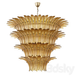 Large Palmette Chandelier Four Tiers Murano amber in the Style of Barovier Pendant light 3D Models 