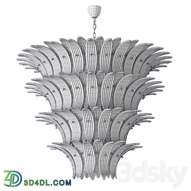 Large Palmette Chandelier Four Tiers Murano amber in the Style of Barovier Pendant light 3D Models