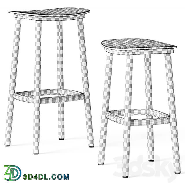 Cruso Paddle Bar Stools 3D Models