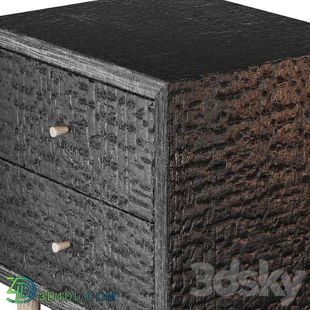 Charcoal wood cabinet Sideboard Chest of drawer 3D Models