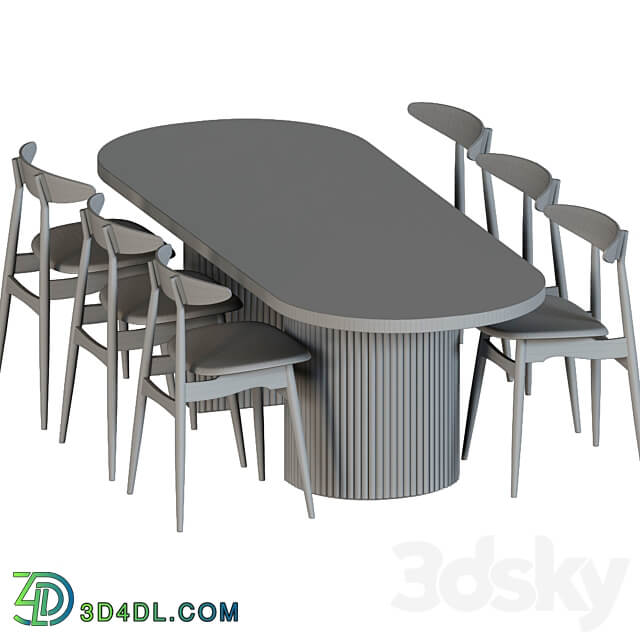 Joffrey Solid Ash Dining Chair Black Table Chair 3D Models