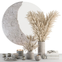 Decorative Set moon mirror with Dried Plant Set 100 3D Models 