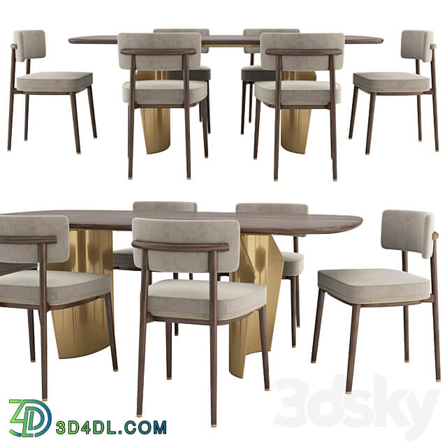 Frank chair and Flame table Table Chair 3D Models