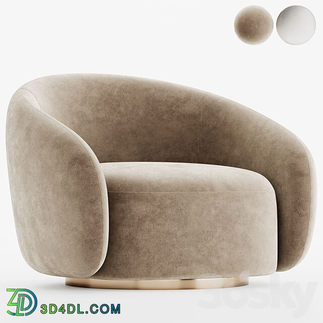 EICHHOLTZ Swivel Armchair BRICE Boucle Cream 3D Models