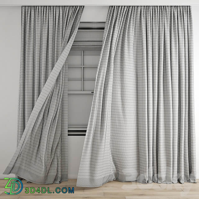 Curtain 432 Wind blowing effect 12 3D Models