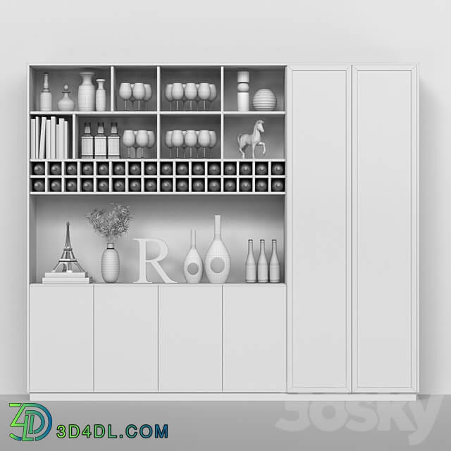 Wardrobe bar with alcohol. Wine 3D Models