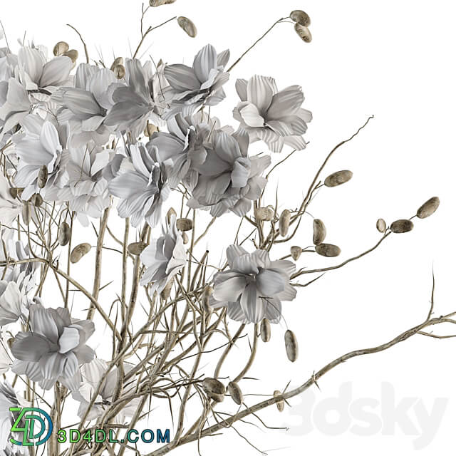 white Flower in Circular lunar vase 88 3D Models