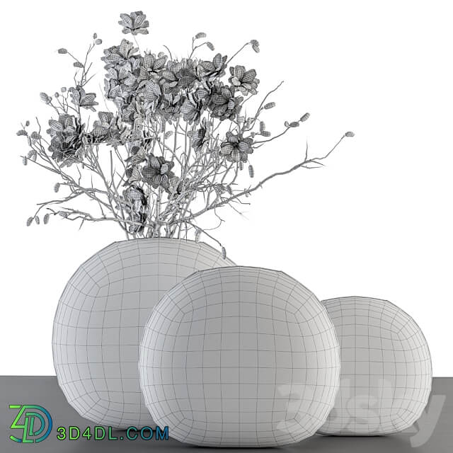 white Flower in Circular lunar vase 88 3D Models