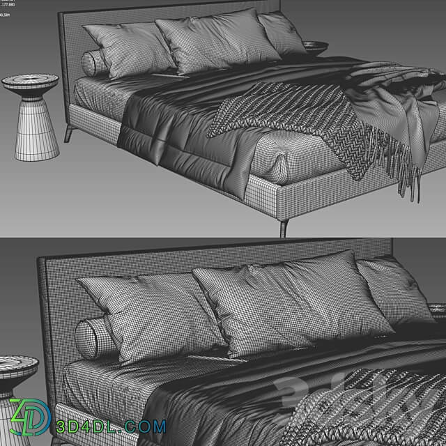Bed Meridiani Stone Up Bed 3D Models