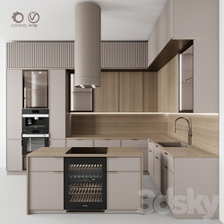 Kitchen 115 Beige Rail Kitchen 3D Models 