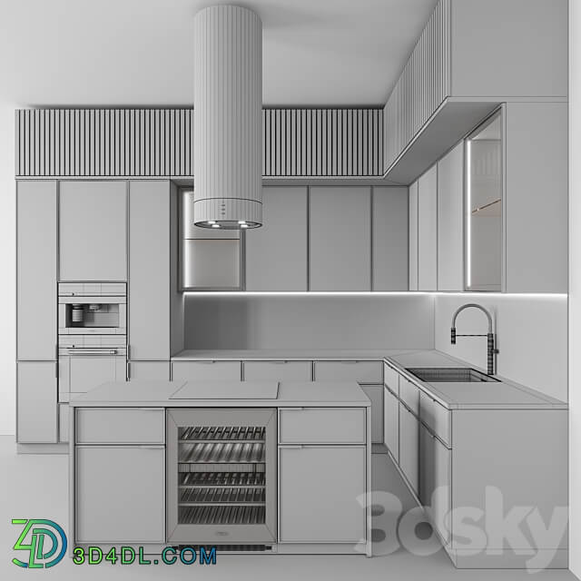 Kitchen 115 Beige Rail Kitchen 3D Models