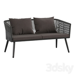 Outdoor garden 2 seater couch made of artificial rattan 3D Models 