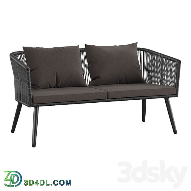 Outdoor garden 2 seater couch made of artificial rattan 3D Models