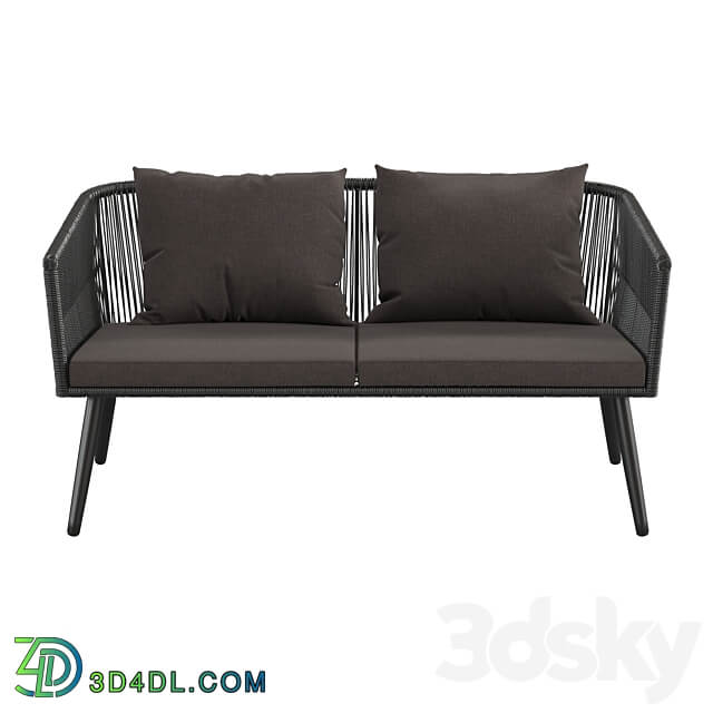 Outdoor garden 2 seater couch made of artificial rattan 3D Models