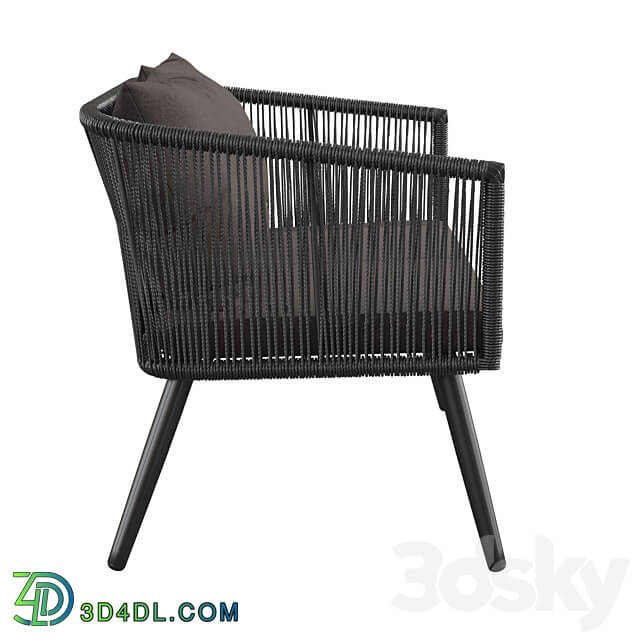 Outdoor garden 2 seater couch made of artificial rattan 3D Models