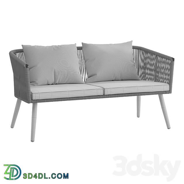 Outdoor garden 2 seater couch made of artificial rattan 3D Models