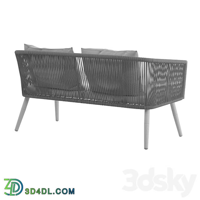 Outdoor garden 2 seater couch made of artificial rattan 3D Models