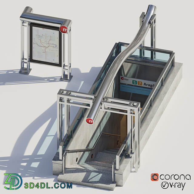 Subway station entrance 3D Models