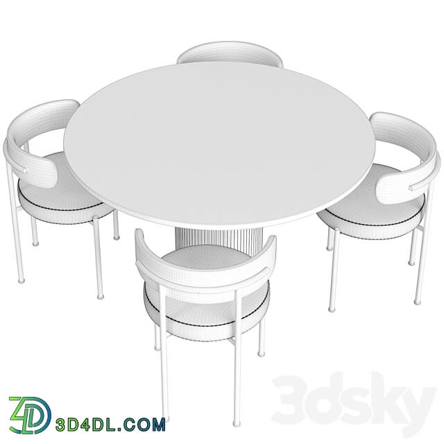 Dinning Set 44 Table Chair 3D Models