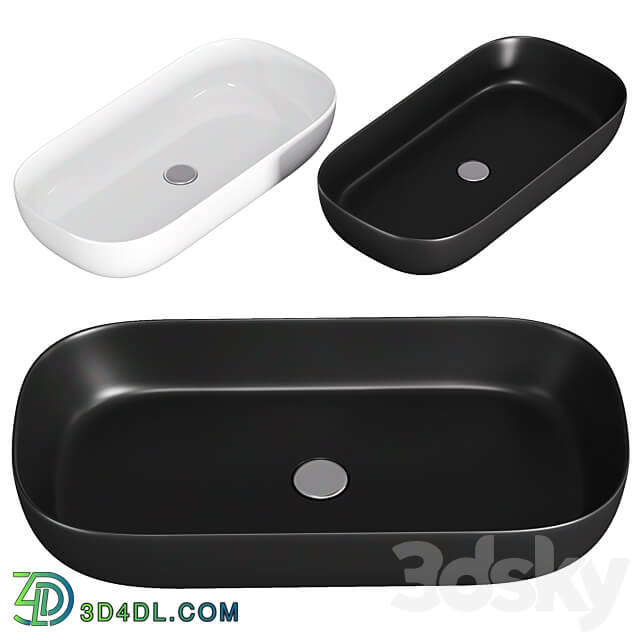 Oval Matte Black Vessel Sink in Ceramic 3D Models