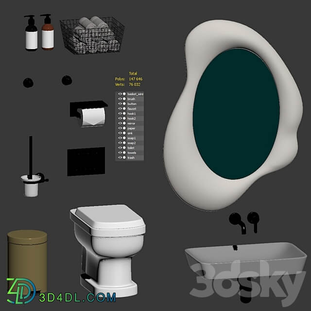 Bathroom accessories set 3D Models