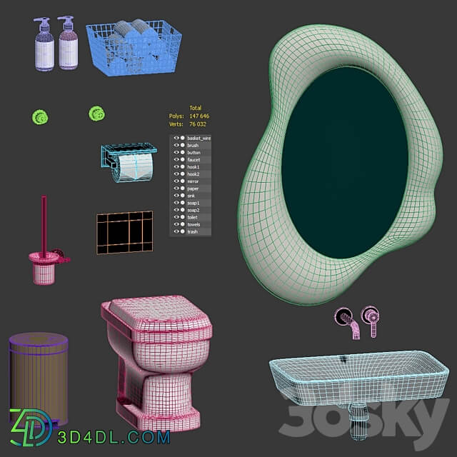 Bathroom accessories set 3D Models