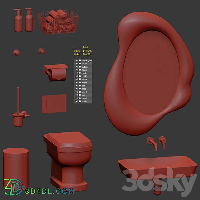 Bathroom accessories set 3D Models