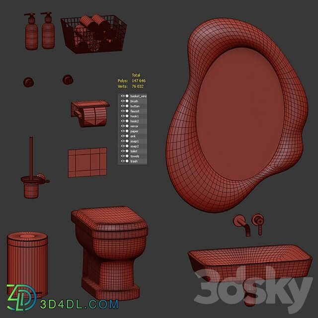 Bathroom accessories set 3D Models