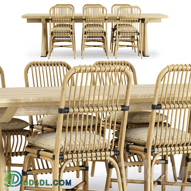 Outdoor garden furniture set v03 Garden furniture set Table Chair 3D Models